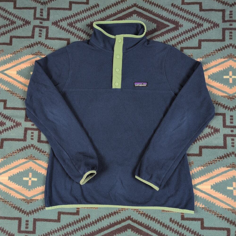 Patagonia Micro D Snap-T Fleece Pullover Jacket Women's Small Blue Green Hiking